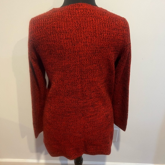 Torrid red heathered vneck sweater high low hemline slitted sides size 1 - Picture 2 of 3